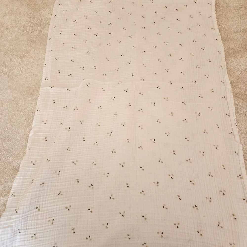 Cloud Island Cream Floral Patterned Baby Reveiving Blanket. Light Weight Gauze
